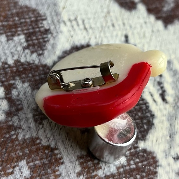 VINTAGE 70s 80s S Lehman Fun World Santa CLAUS Smiling Face Brooch Christmas Pin - Picture 7 of 8